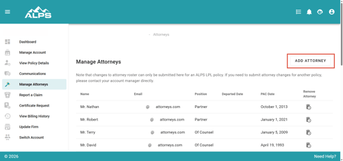 Account Center Add Attorney