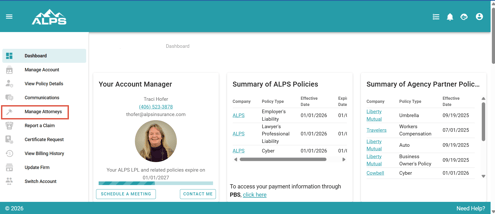 Account Center Manage Attorneys