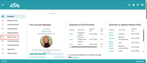 Account Center Report a Claim