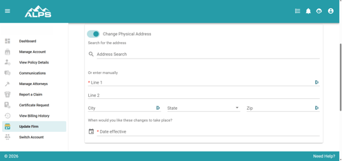 Account Center Update Firm - Change Address