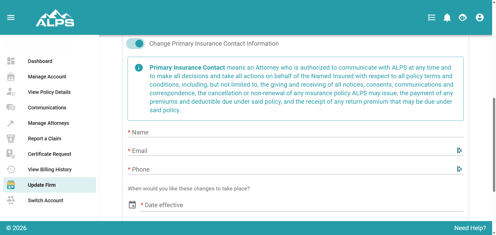 Account Center Update Firm - Change Firm Contact