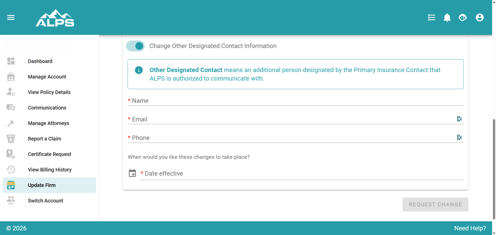Account Center Update Firm - Change Other Designated Contact