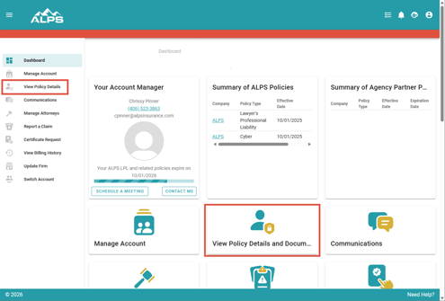 Account Center View Policy Details