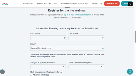 CLE Register Form