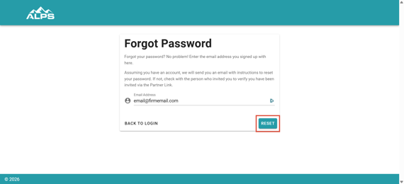 Forgot Password reset link
