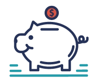 Teal and Orange Piggy Bank Demonstrating Saving Money 