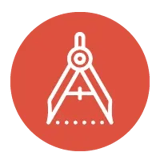 Salmon colored circle with reversed out protractor