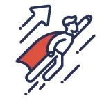 Icon of business people wearing superhero capes